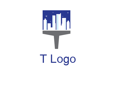 city skyline on a paintbrush icon