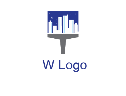 city skyline on a paintbrush icon