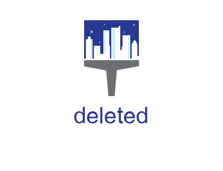 city skyline on a paintbrush icon