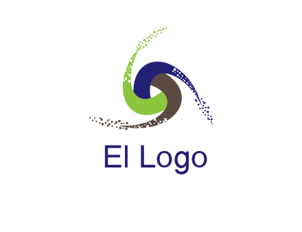 green, blue and brown swirl logo