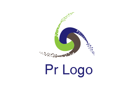 green, blue and brown swirl logo