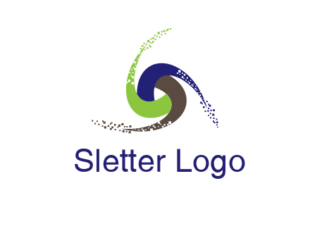 green, blue and brown swirl logo