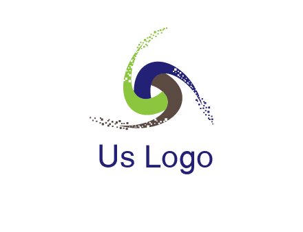 green, blue and brown swirl logo