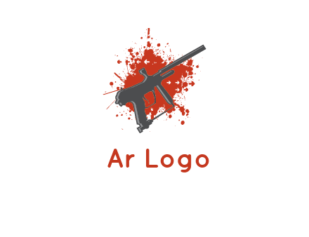 gun with blood or paint splatter logo