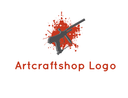 gun with blood or paint splatter logo