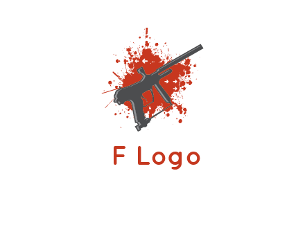 gun with blood or paint splatter logo