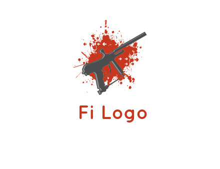 gun with blood or paint splatter logo