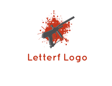 gun with blood or paint splatter logo