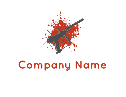 gun with blood or paint splatter logo