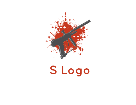 gun with blood or paint splatter logo