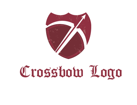archery or sports logo with a crossbow on shield