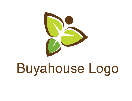 butterfly made of leaves logo