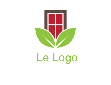 window with leaves logo