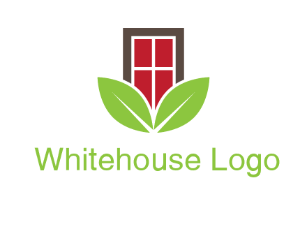 window with leaves logo