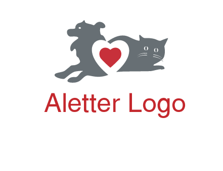 cats and dog heart logo