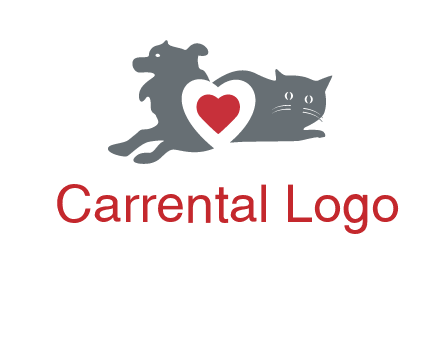 cats and dog heart logo