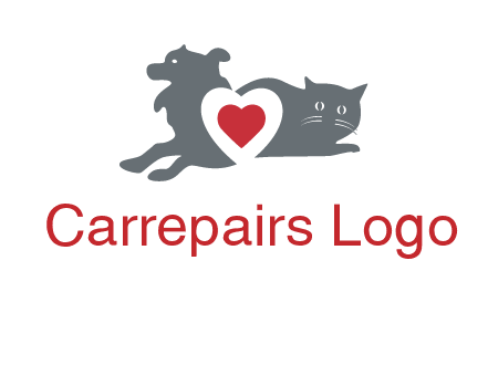 cats and dog heart logo