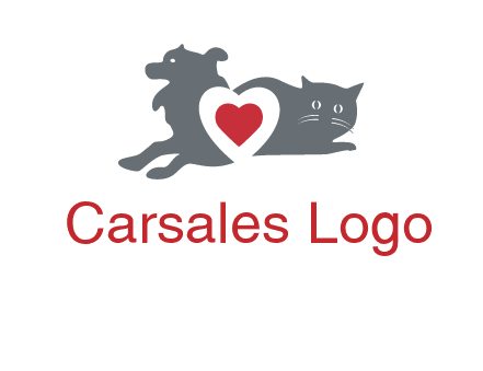 cats and dog heart logo