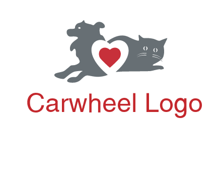 cats and dog heart logo