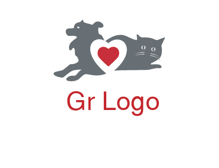 cats and dog heart logo