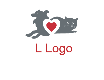 cats and dog heart logo