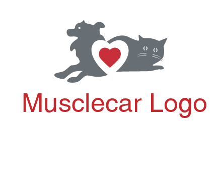 cats and dog heart logo