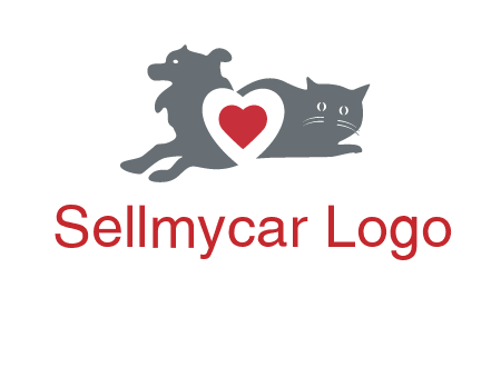 cats and dog heart logo