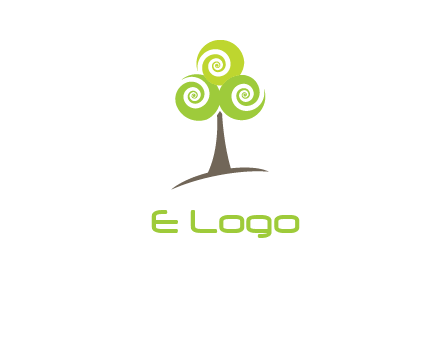 tree with swirl or spiral leaves logo