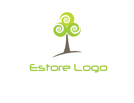 tree with swirl or spiral leaves logo