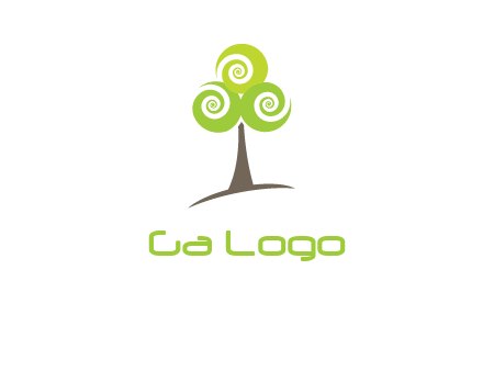 tree with swirl or spiral leaves logo