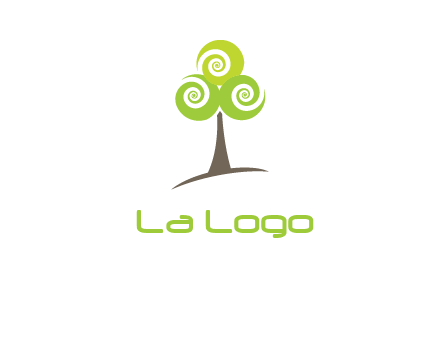 tree with swirl or spiral leaves logo