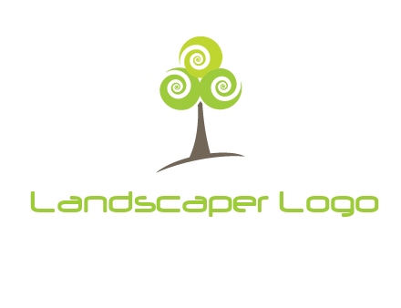 tree with swirl or spiral leaves logo