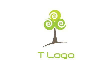 tree with swirl or spiral leaves logo