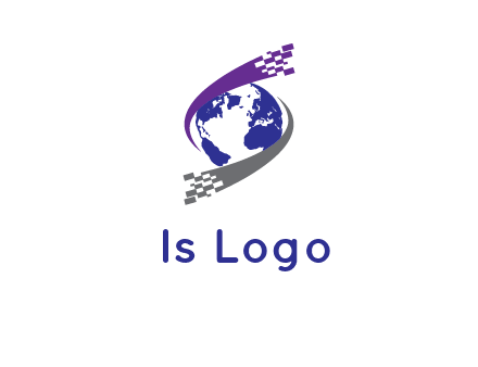 IT swoosh around world logo