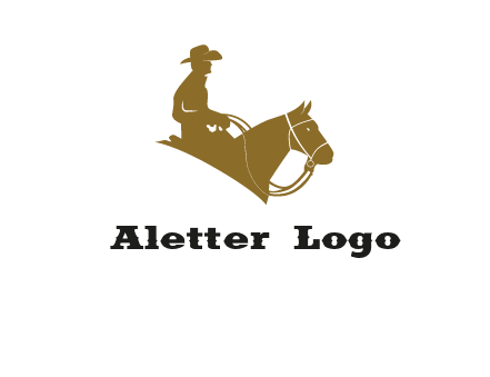 cow boy and horse logo