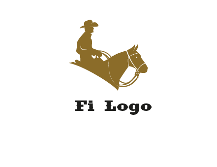 cow boy and horse logo