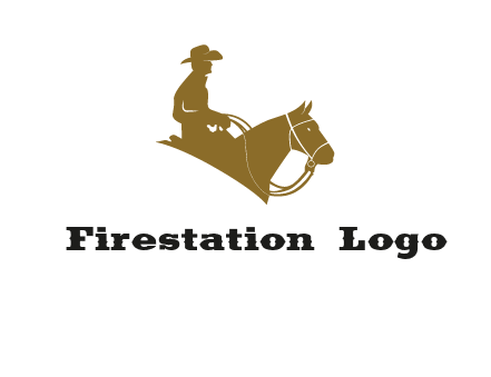 cow boy and horse logo