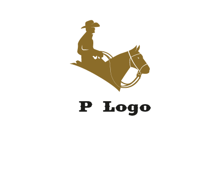 cow boy and horse logo