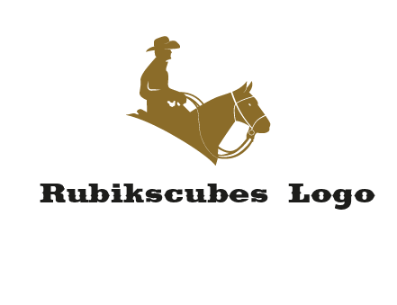 cow boy and horse logo