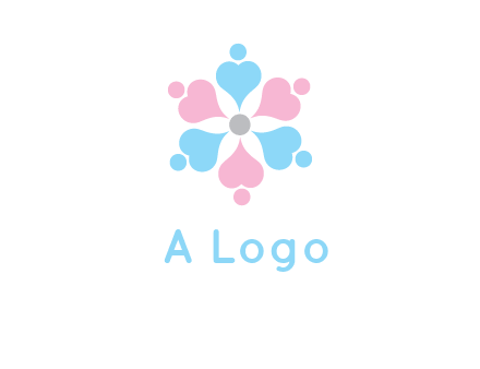 hearts and dots crating a flower logo