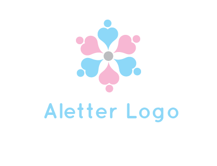 hearts and dots crating a flower logo