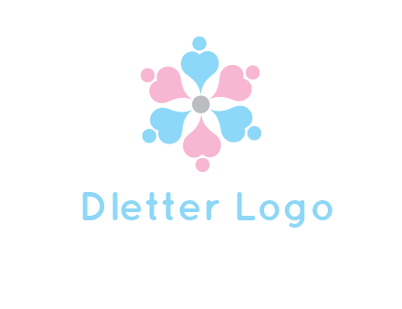 hearts and dots crating a flower logo