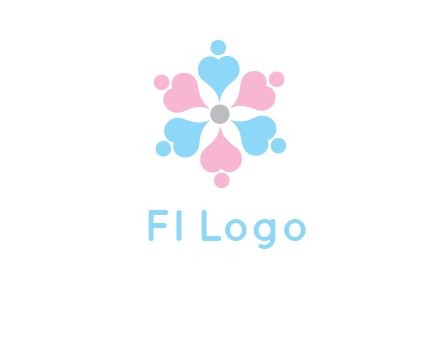 hearts and dots crating a flower logo