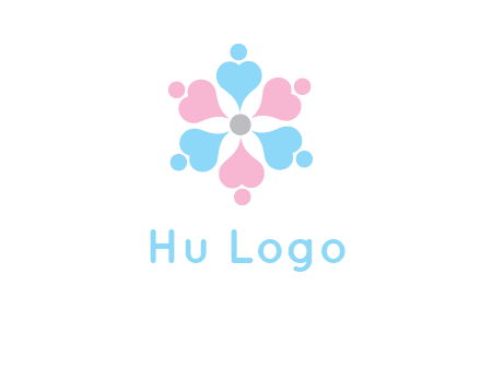 hearts and dots crating a flower logo