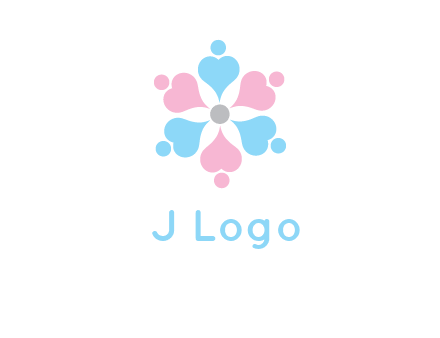 hearts and dots crating a flower logo