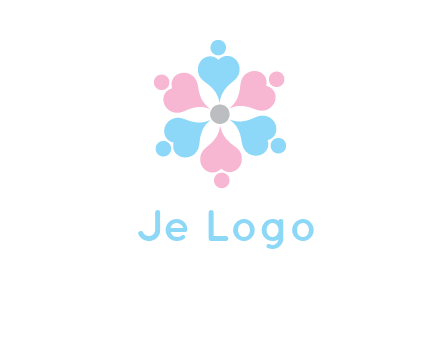 hearts and dots crating a flower logo