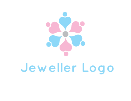 hearts and dots crating a flower logo