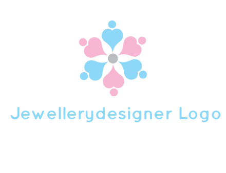 hearts and dots crating a flower logo