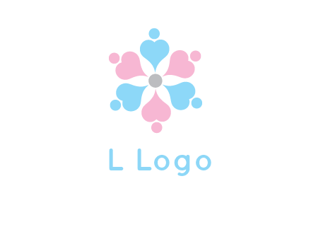 hearts and dots crating a flower logo