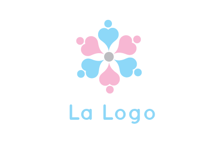 hearts and dots crating a flower logo